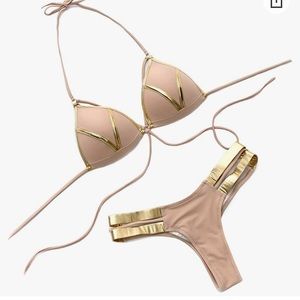 light pink/gold bikini set